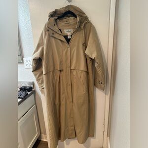 L.L. Bean Beige Hooded Raincoat